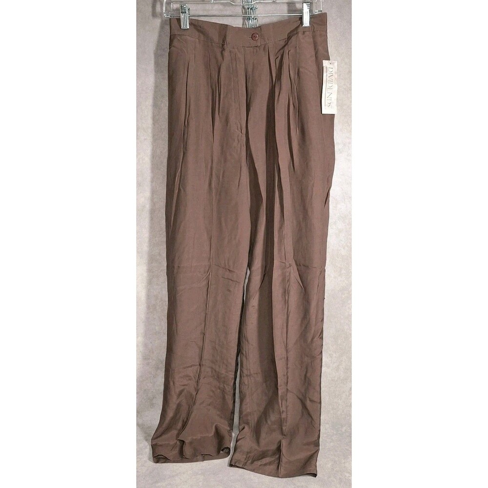Dividends Dress Career Work Pants Size 12 Brown Rayon Dry Clean Pocket